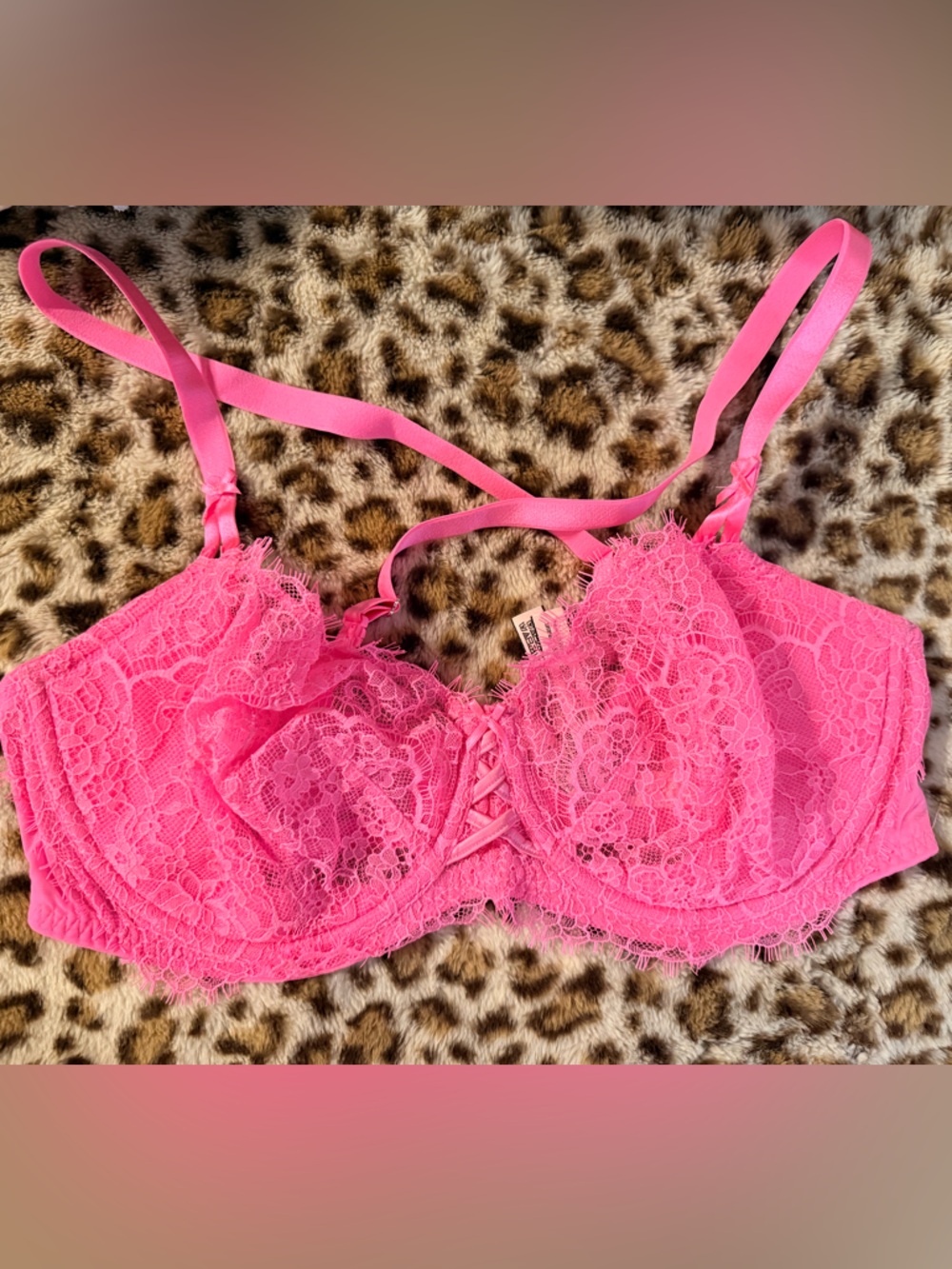 Victoria's Secret Hot Pink Lace Underwire Bra